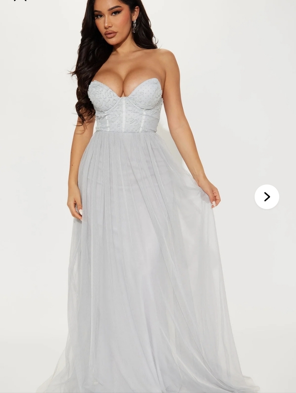Dusty Blue Lace & Tulle Maxi Dress